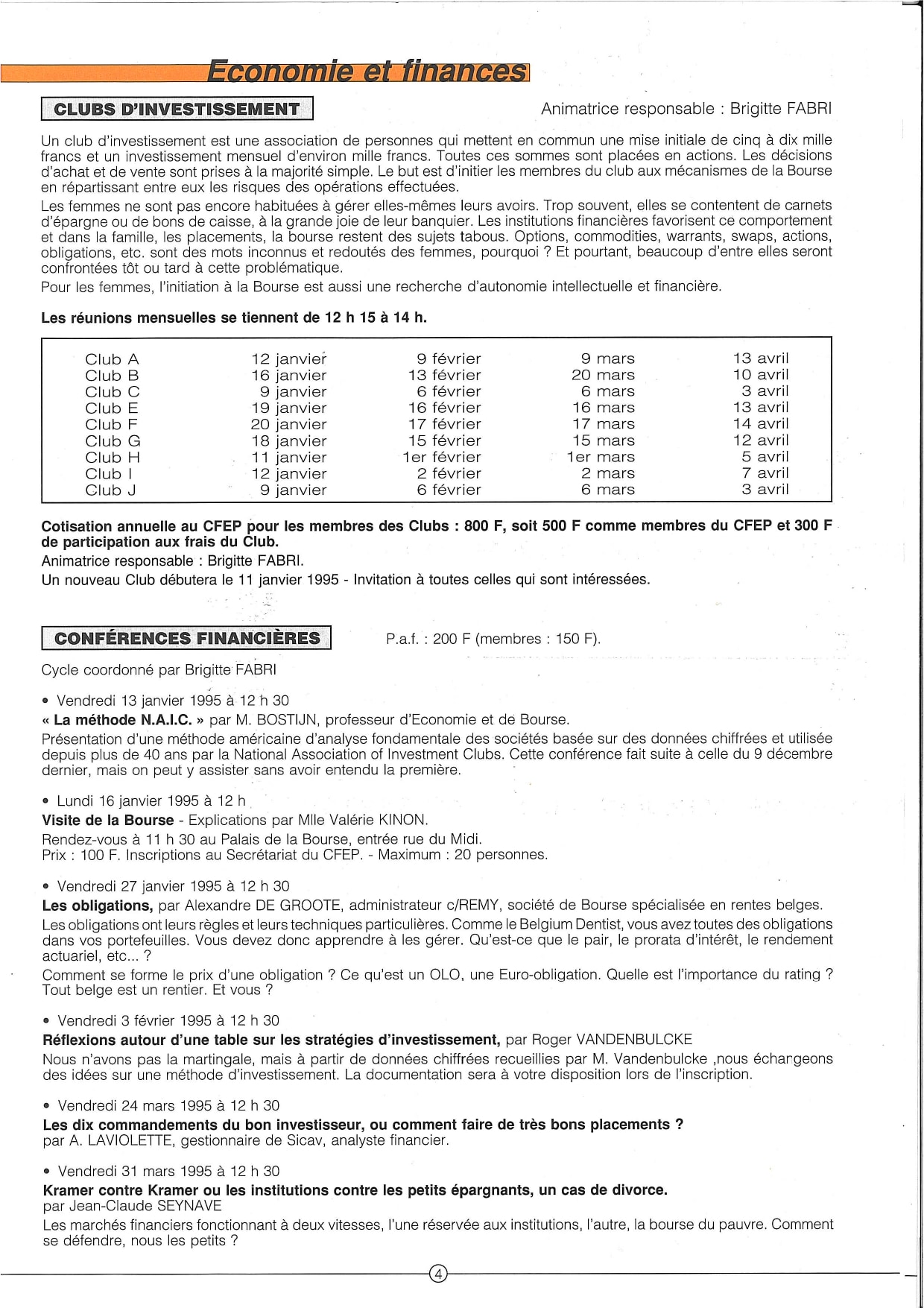 Photo d'une présentation des clubs d'investissement et des conférences financières